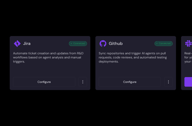 Clears integrations for Jira, GitHub, and Slack