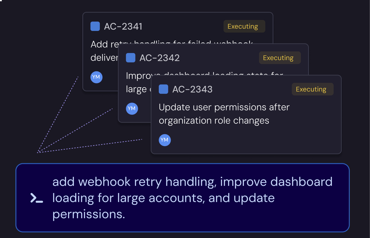 One terminal prompt launching several Clears tasks in parallel